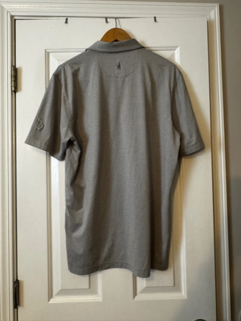 johnnie-O Men's Size Medium Striped Polo with Logo on Sleeve